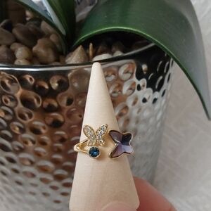 Elegant Gold and Purple Butterfly Ring